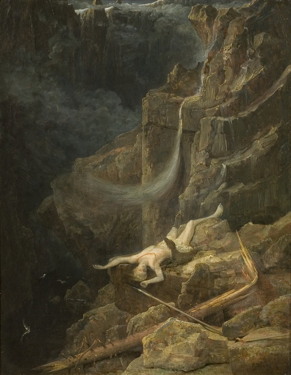 The Precipice, c.1827 (olej na panelu) od Francis Danby