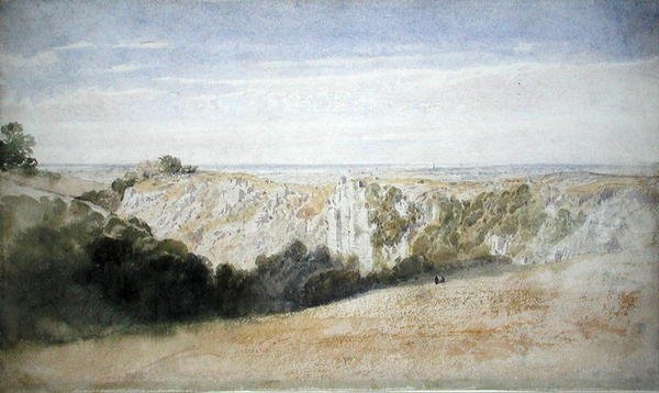 Pohled poblíž Cheddar Gorge (akvarel na papíře) od Francis Danby