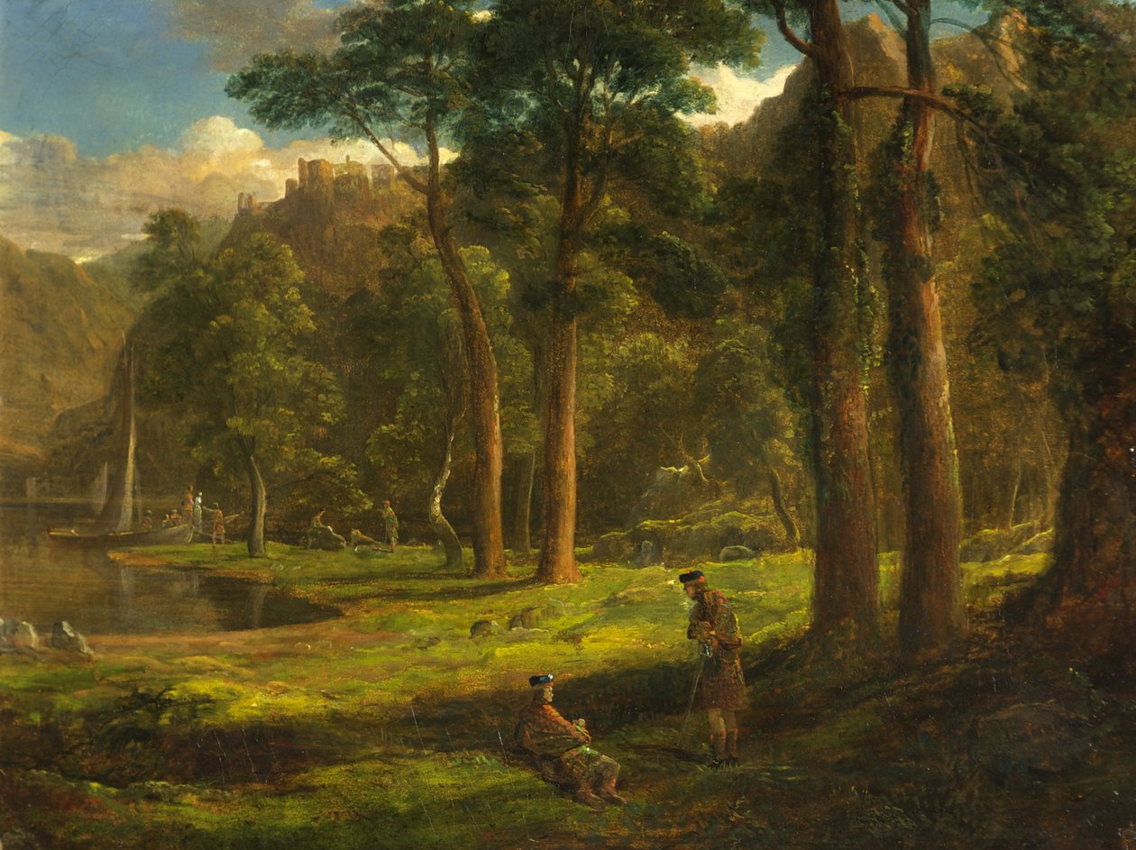 Warriors Reposing in a Mountain Glen, cca 1824 (olej na celulózové desce) od Francis Danby