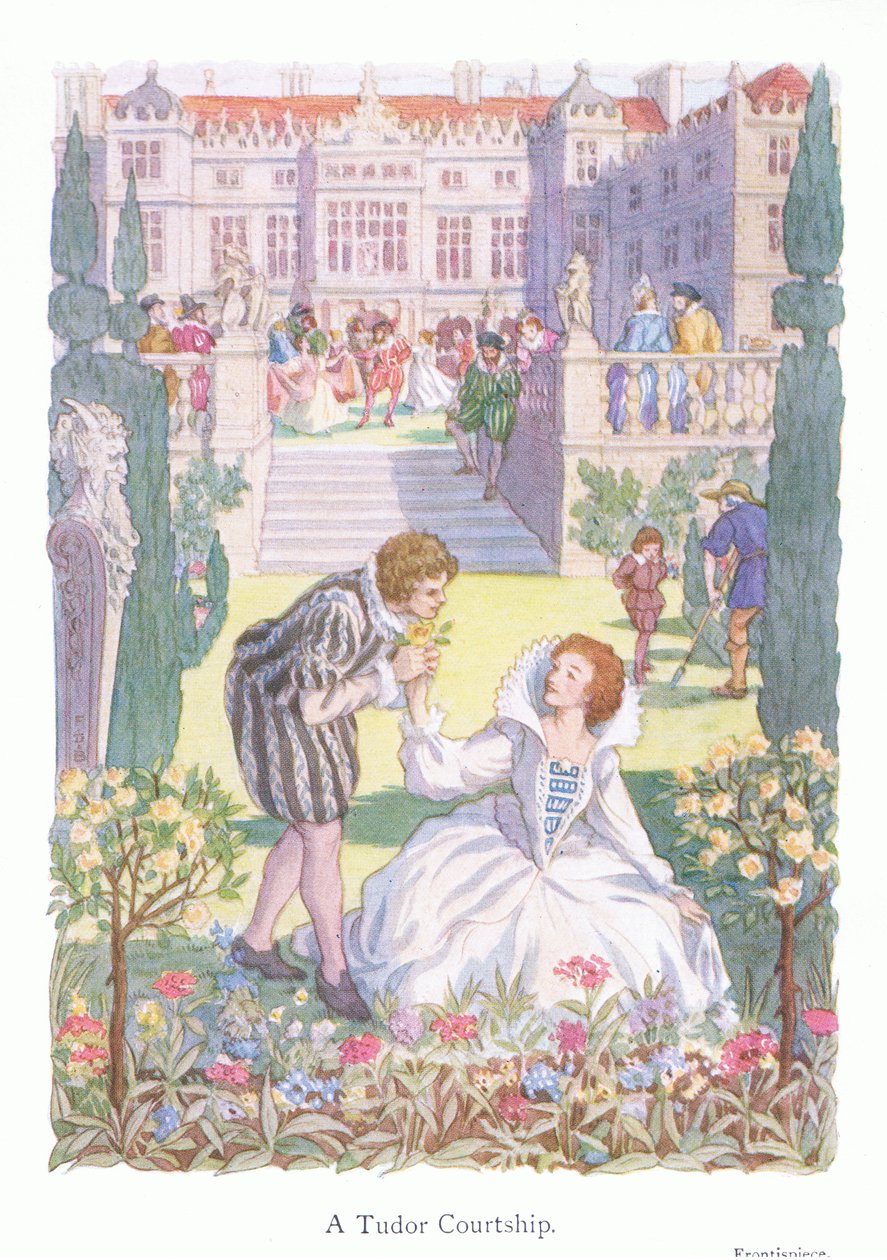 Tudorovské námluvy (barevná litografie) od Francis Donkin Bedford