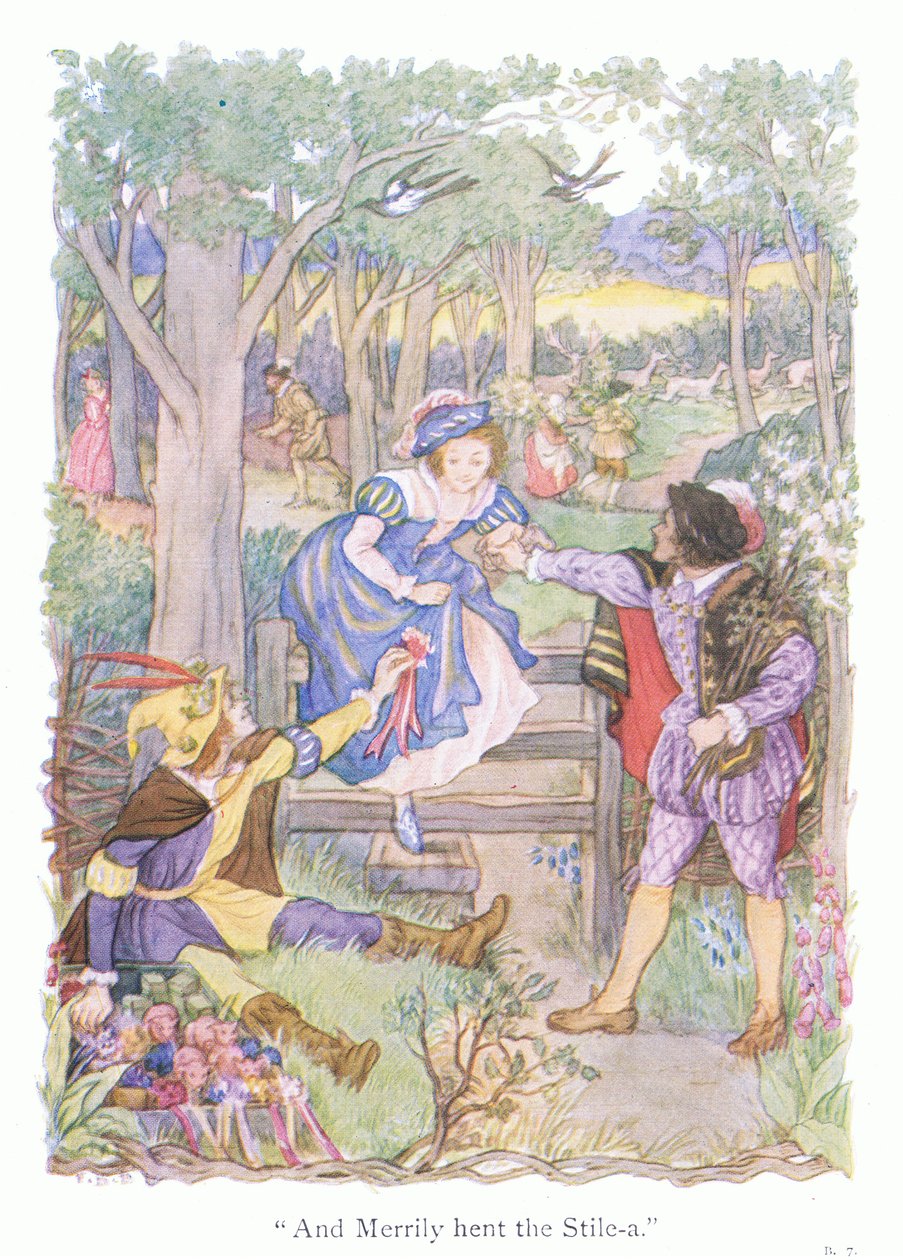 "A vesele hent the stile (barevná litografie) od Francis Donkin Bedford