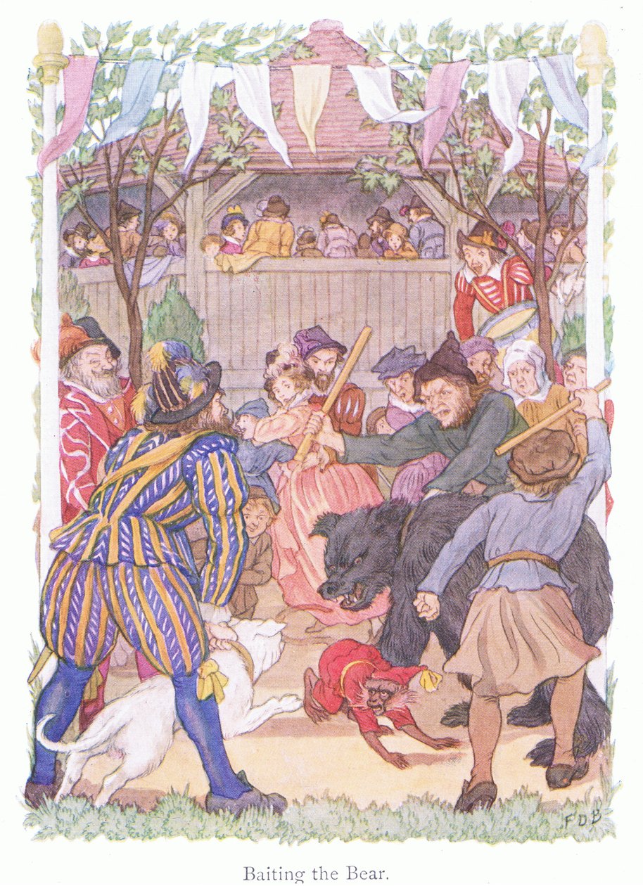 Návnada na medvěda (barevná litografie) od Francis Donkin Bedford