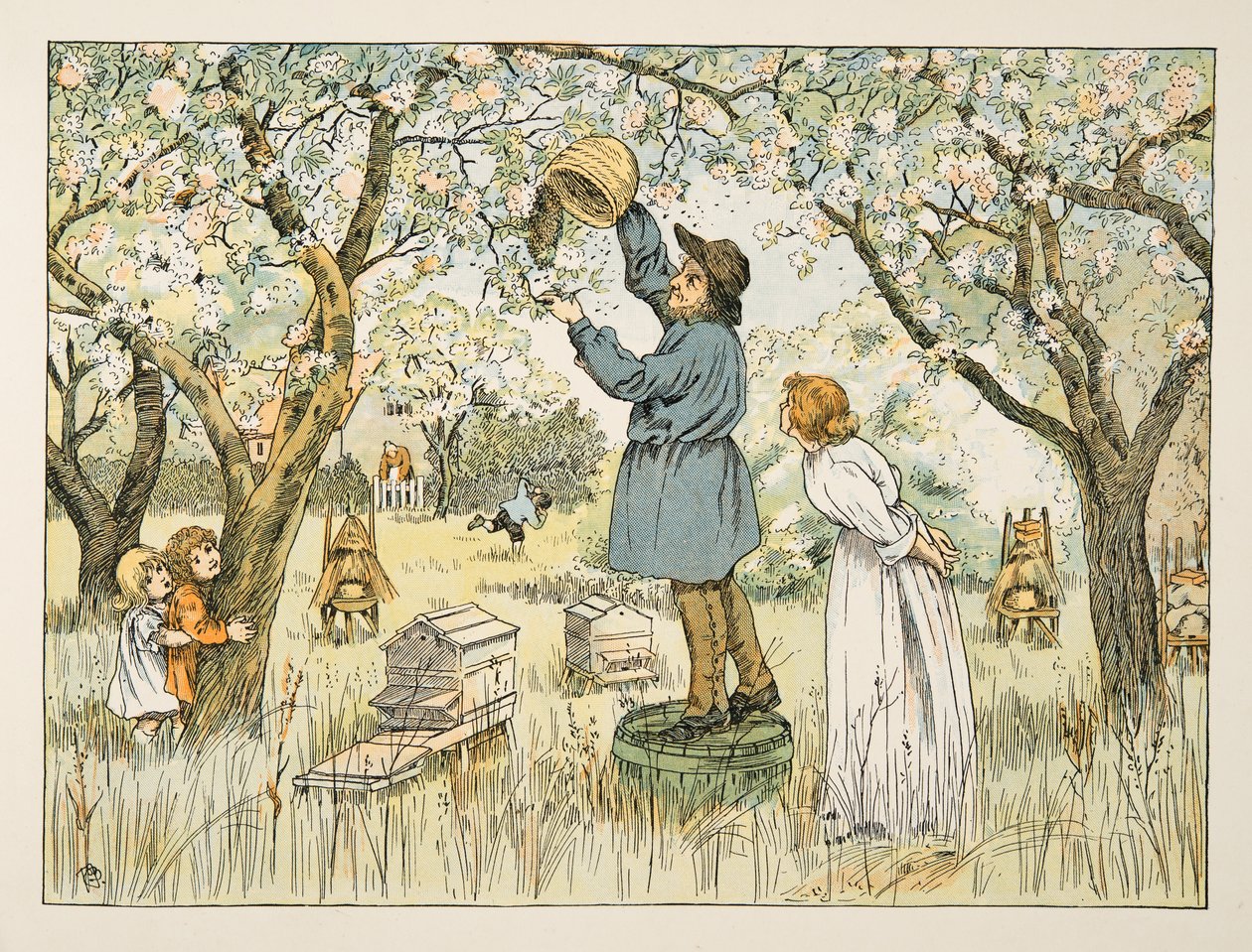 The Bee Farmer, z knihy Four and Twenty Toilers, pub. 1900 (barevná litografie) od Francis Donkin Bedford