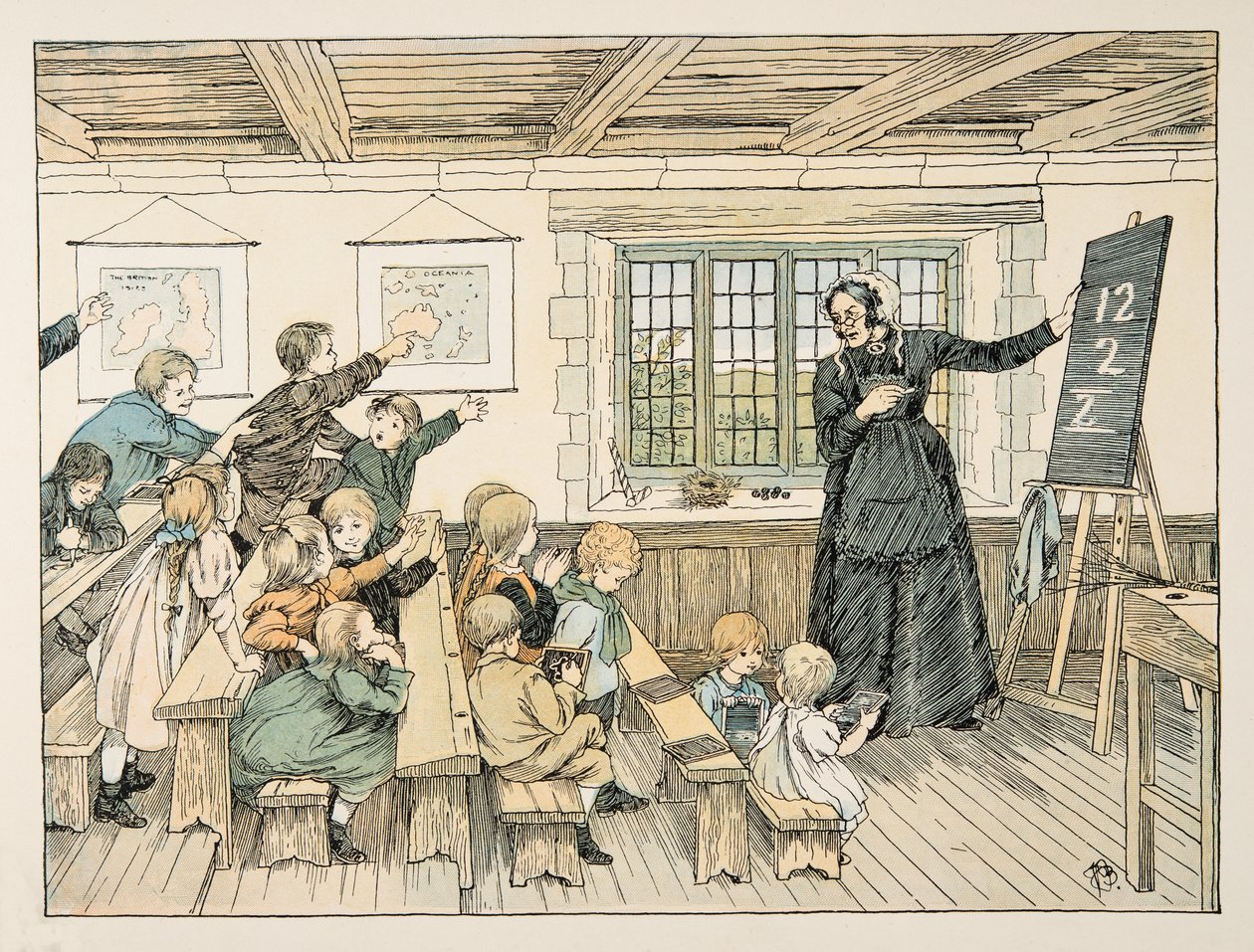 The Dame, z knihy Four and Twenty Toilers, pub. 1900 (barevná litografie) od Francis Donkin Bedford