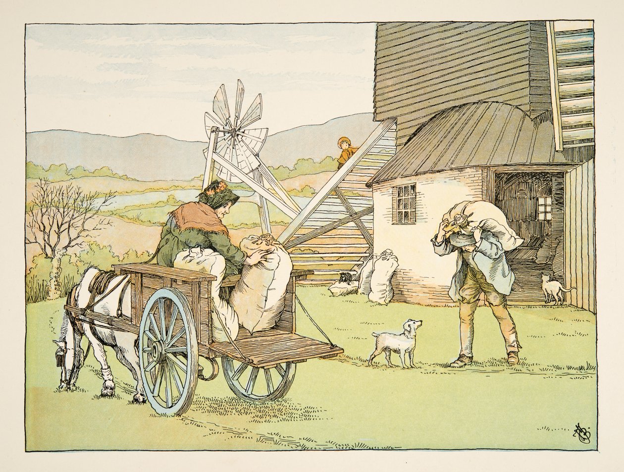 Mlynář, z knihy Čtyři a dvacet dělníků, vyd. 1900 (barevná litografie) od Francis Donkin Bedford