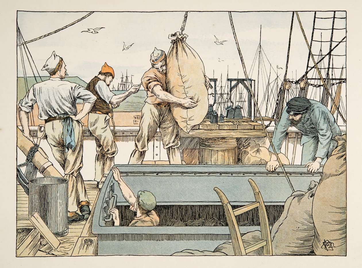 The Stevedore, z knihy Four and Twenty Toilers, pub. 1900 (barevná litografie) od Francis Donkin Bedford