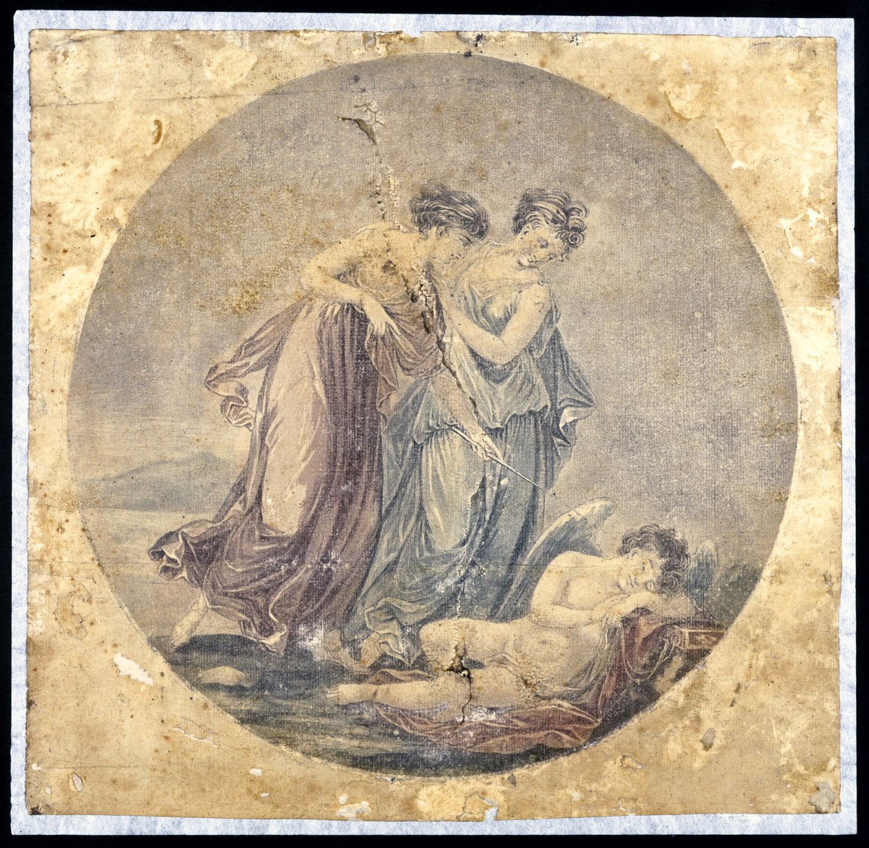 Graces Awakening Cupid, podle obrazu Benjamina Westa (1738-1820) 1778-81 (mechanická malba) od Francis Eginton