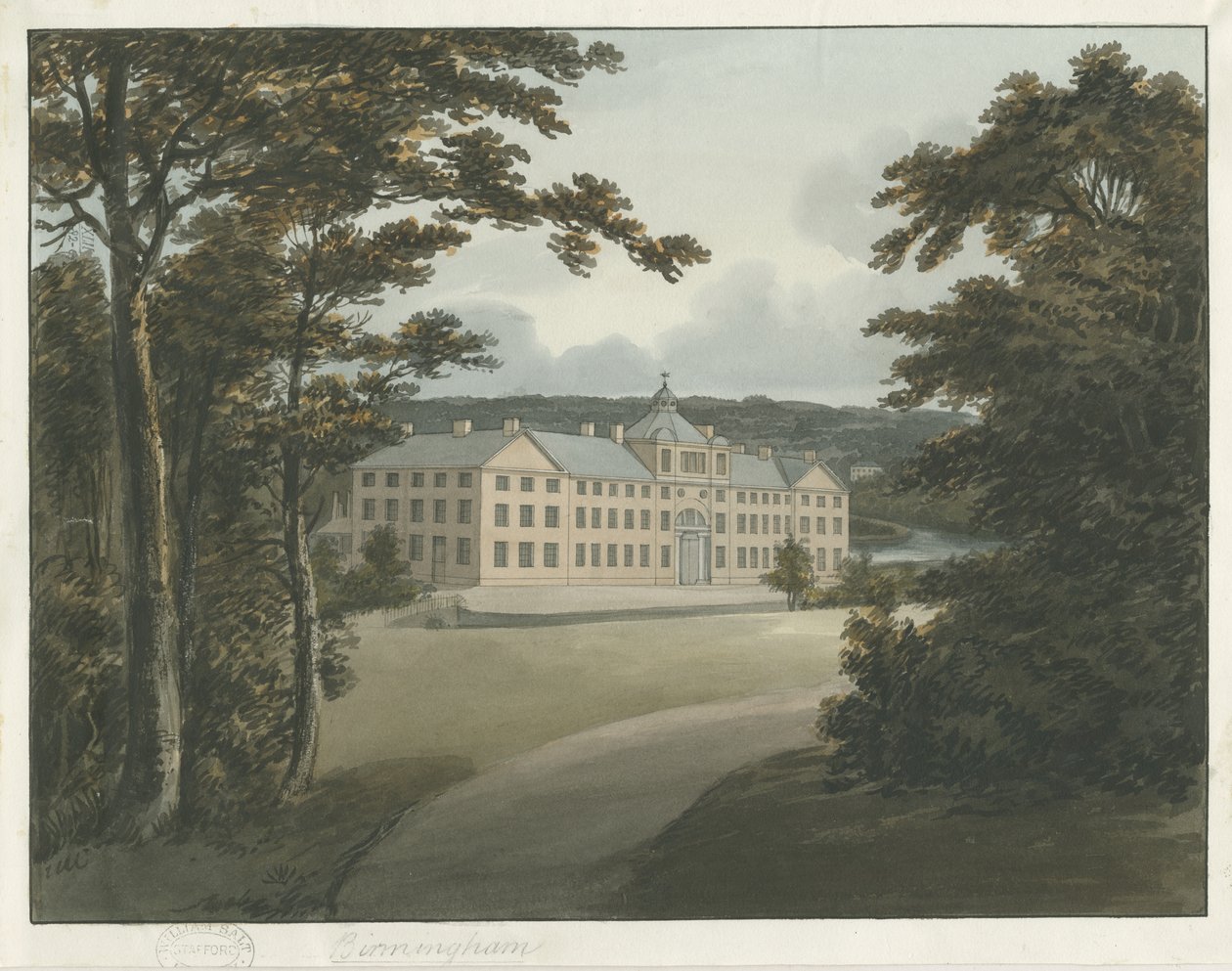 Soho Manufactory: malba akvarelem s obrysem inkoustu a [c 1798] od Francis Eginton