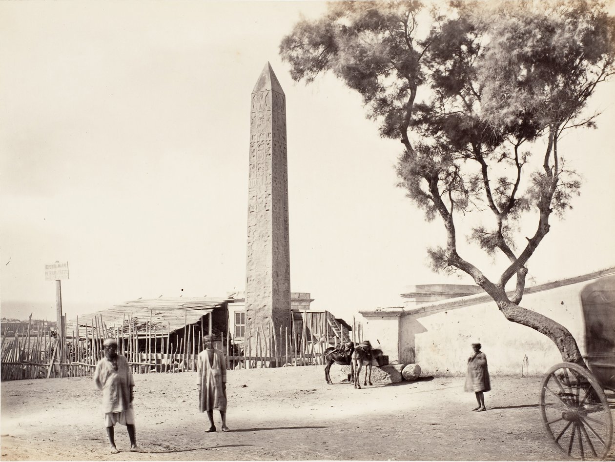 Egyptský obelisk, Kleopatřina jehla, v Alexandrii, Egypt, ca. 1870. od Francis Frith