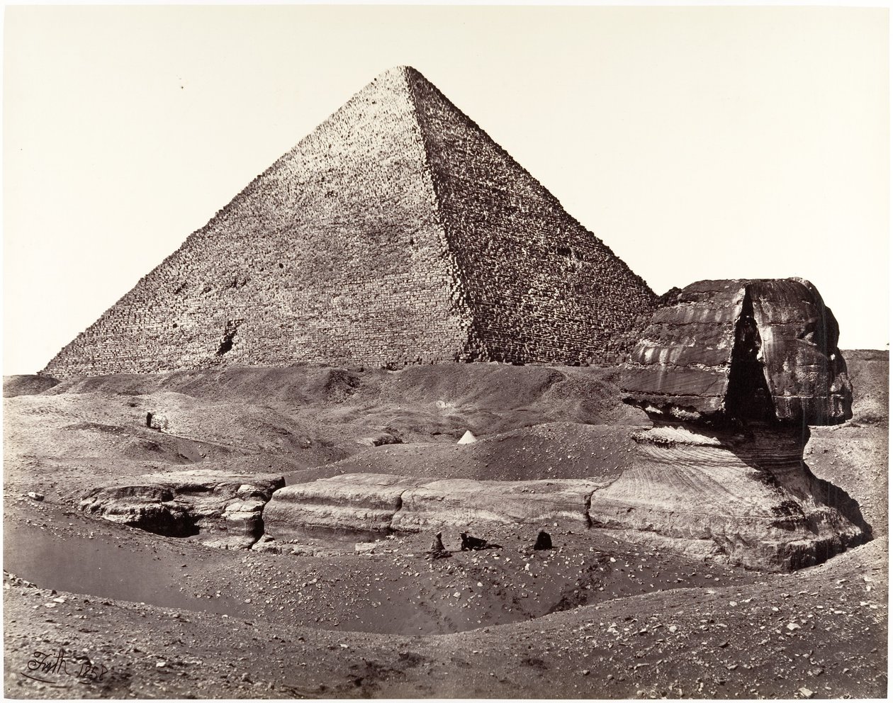 Velká pyramida a Velká sfinga od Francis Frith