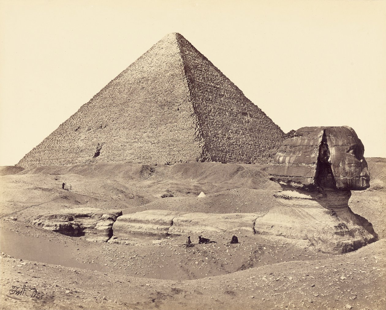 Velká pyramida a Sfinga od Francis Frith