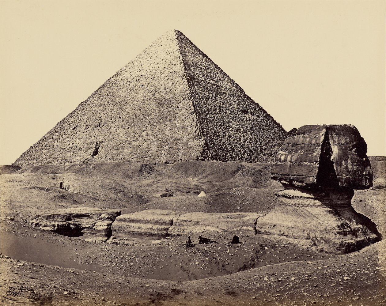 Velká pyramida a Sfinga od Francis Frith