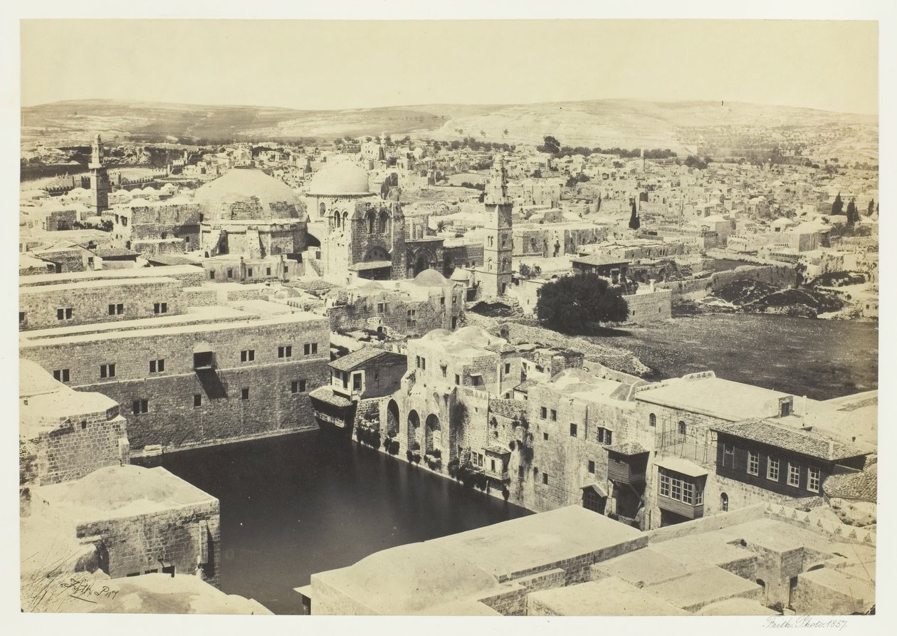 Jezero Ezechiáš z Hippicovy věže v Jeruzalémě, 1857. od Francis Frith