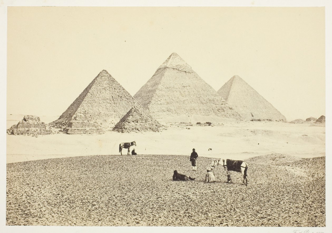 Pyramidy El Geezeh, z jihozápadu od Francis Frith