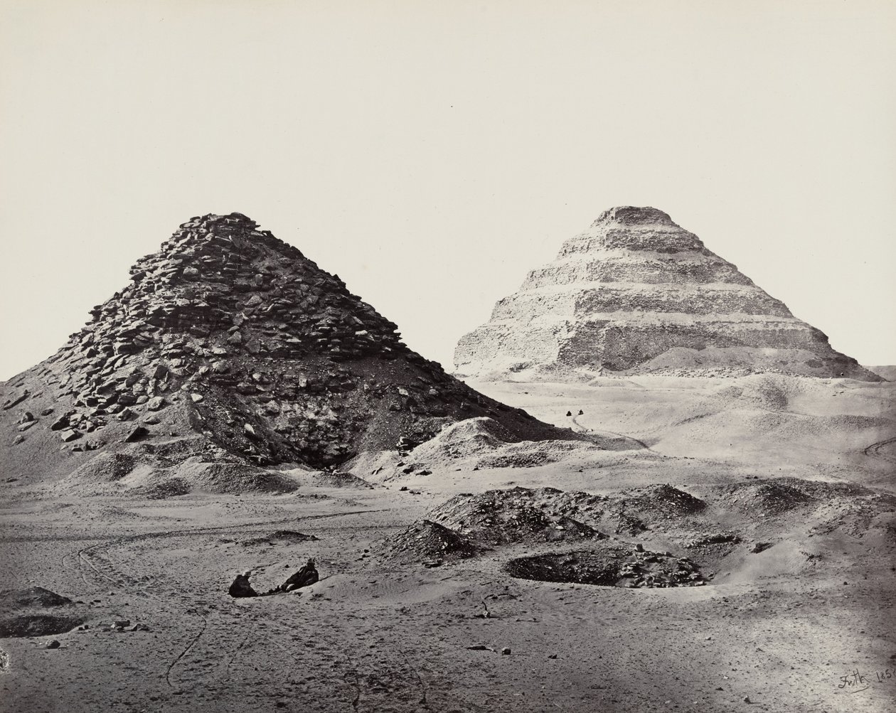 Pyramidy v Sakkáře od severovýchodu od Francis Frith