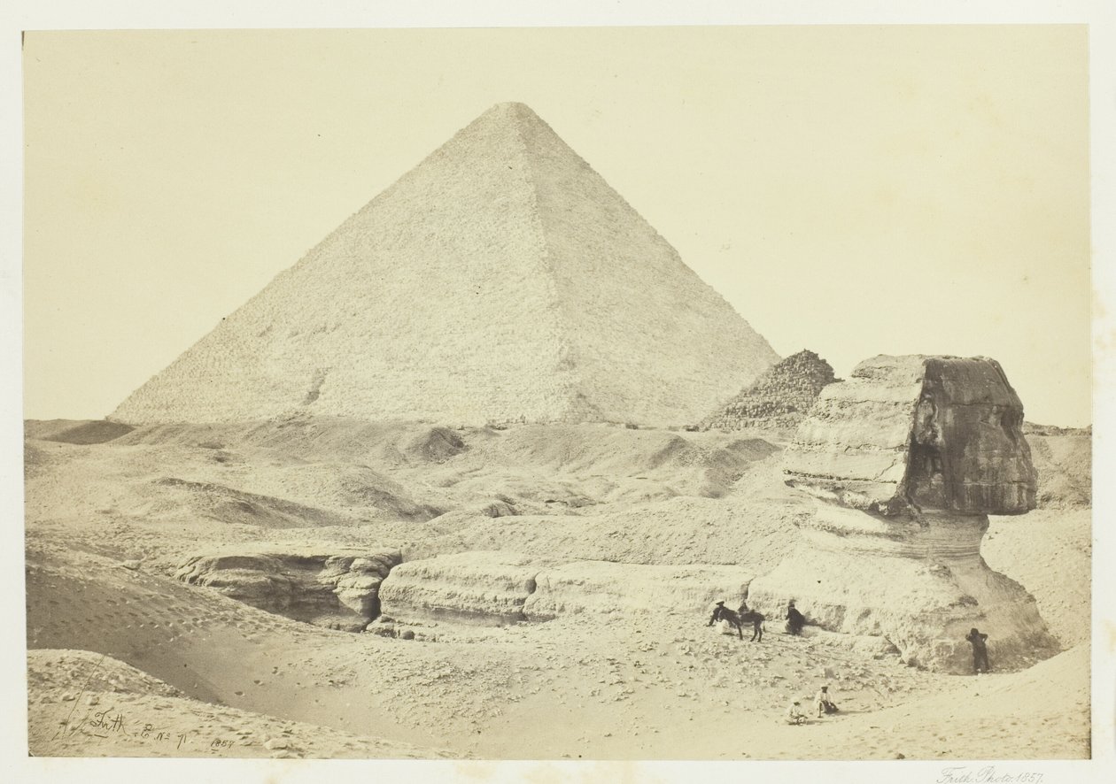 Sphynx a Velká pyramida, Geezeh od Francis Frith