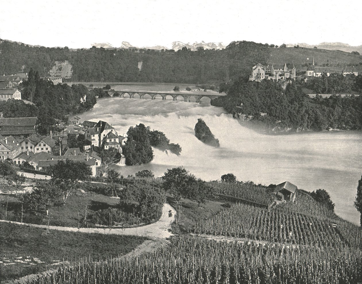 Vodopády Rýna, Schaffhausen, Švýcarsko, 1895. od Frith and Co