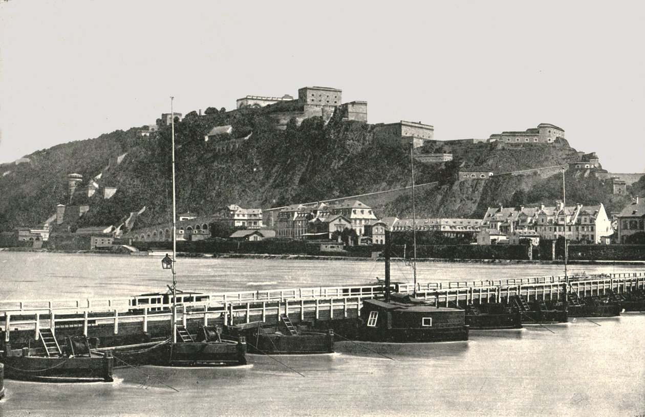 Pevnost Ehrenbreitstein na Rýně, Německo, 1895. od Frith and Co