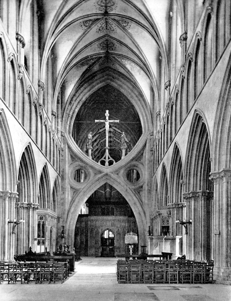The Nave, Wells Cathedral, Somerset, Anglie, 1924-1926 od Frith and Co