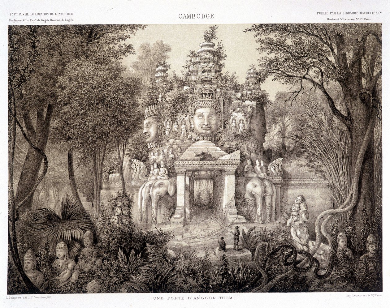 Brána z Angkor Thom, ca. 1870 – v „Průzkumná cesta v Indočíně 1866-1868““ od Francise Garniera Paris od Francis Garnier