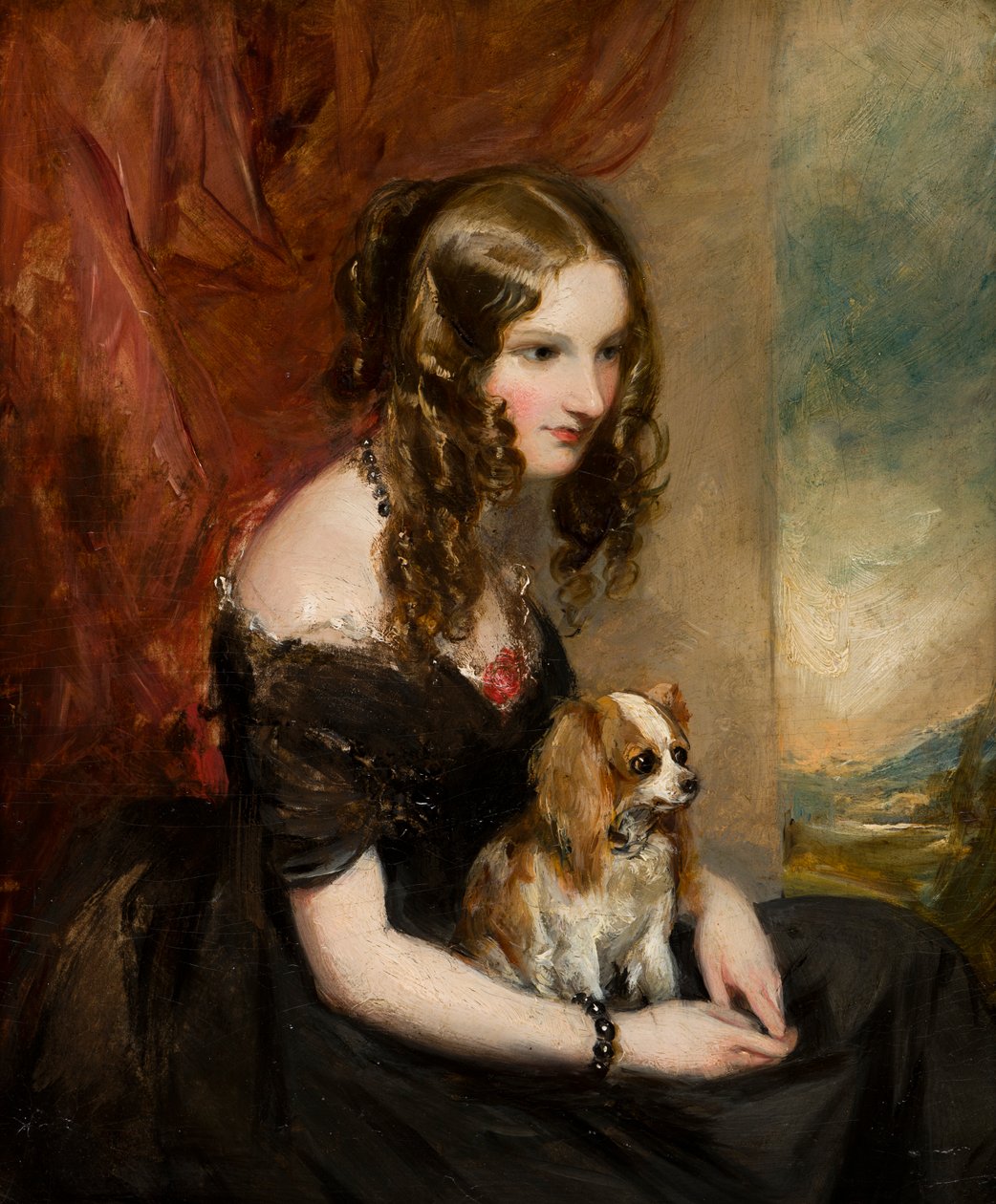 Portrét Hon. Selina Weld Forester, vikomtesa Newportová a později hraběnka z Bradfordu (1819-1894), kolem 1839-78 (olej na palubě) od Francis Grant