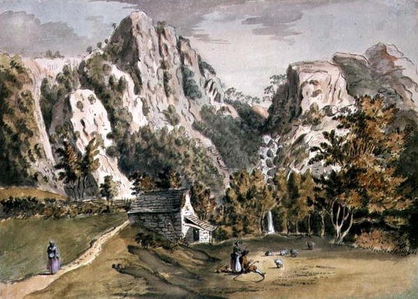 Vodopád v Keswick, Cumberland od Francis Grose