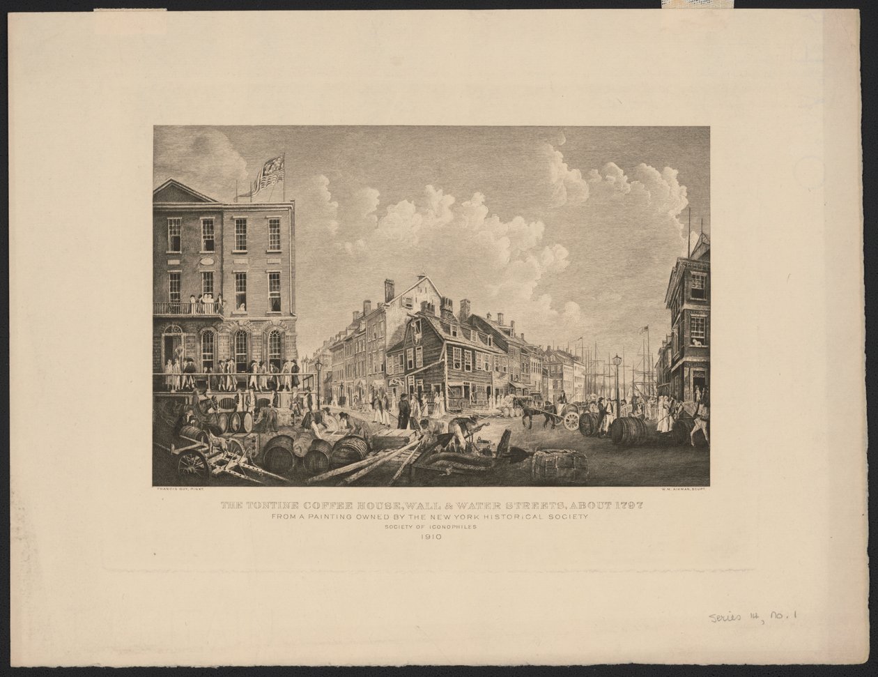 Tontine Coffee House na Wall Street, New York od Francis Guy