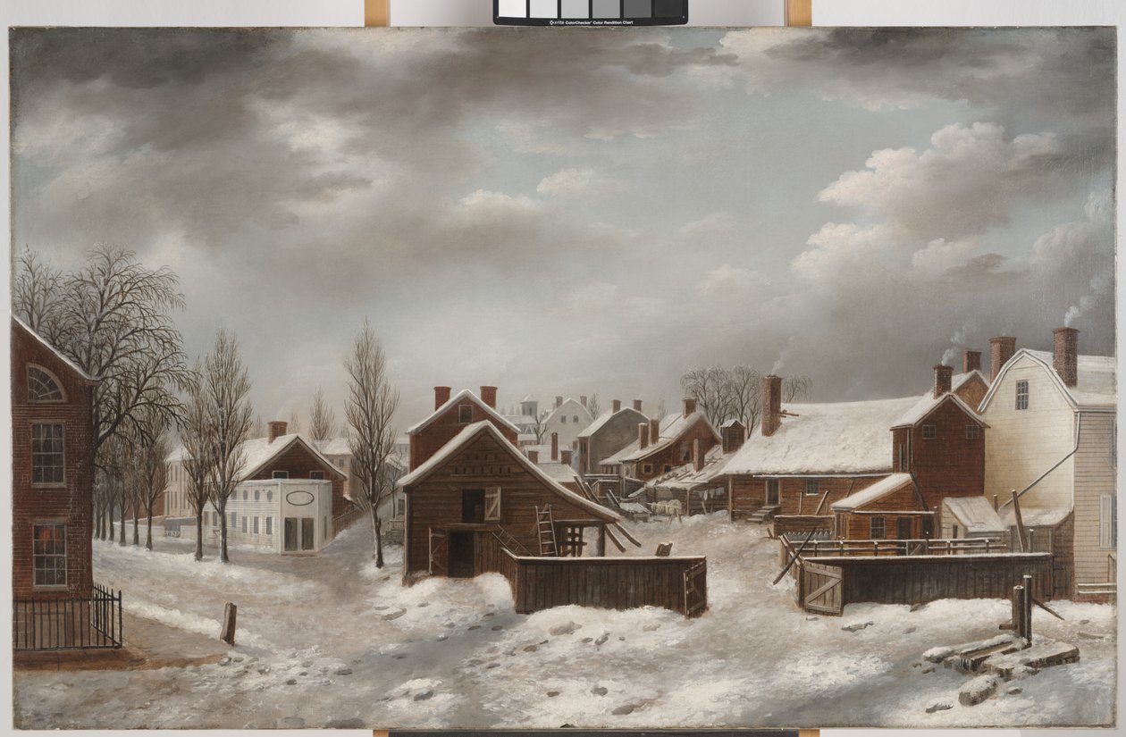 Zimní scéna v Brooklynu, kolem 1817-20 (olej na plátně) od Francis Guy