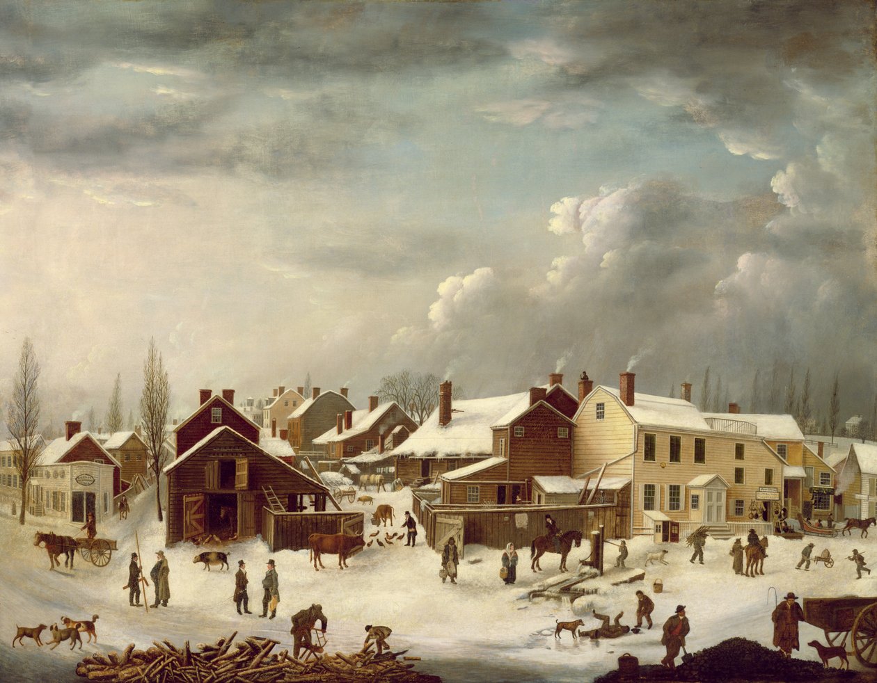 Zimní scéna v Brooklynu, kolem 1817-20 (podrobnosti viz 105484) od Francis Guy
