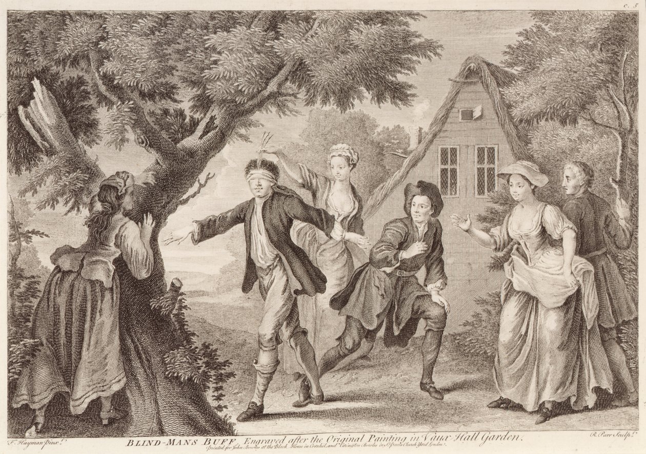 Blind-Mans Buff, vyryto Remi Parr (fl.1723-50) od Francis Hayman