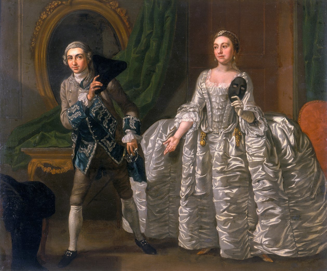 „David Garrick a Hannah Pritchard ve scéně z Podezřelého manžela“, 1752 od Francis Hayman