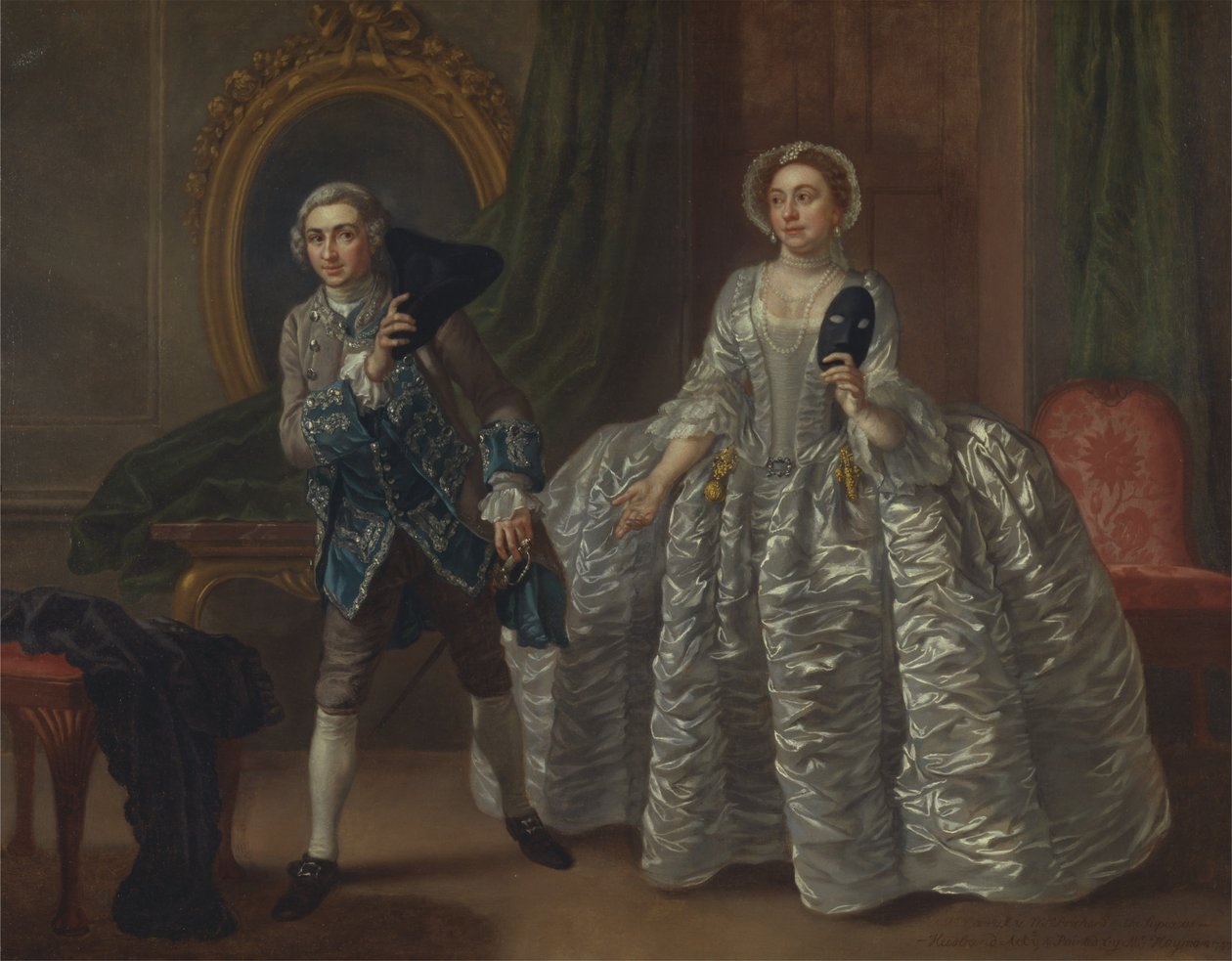 David Garrick a paní Pritchardová ve hře Benjamina Hoadleyho "Podezřelý manžel" od Francis Hayman