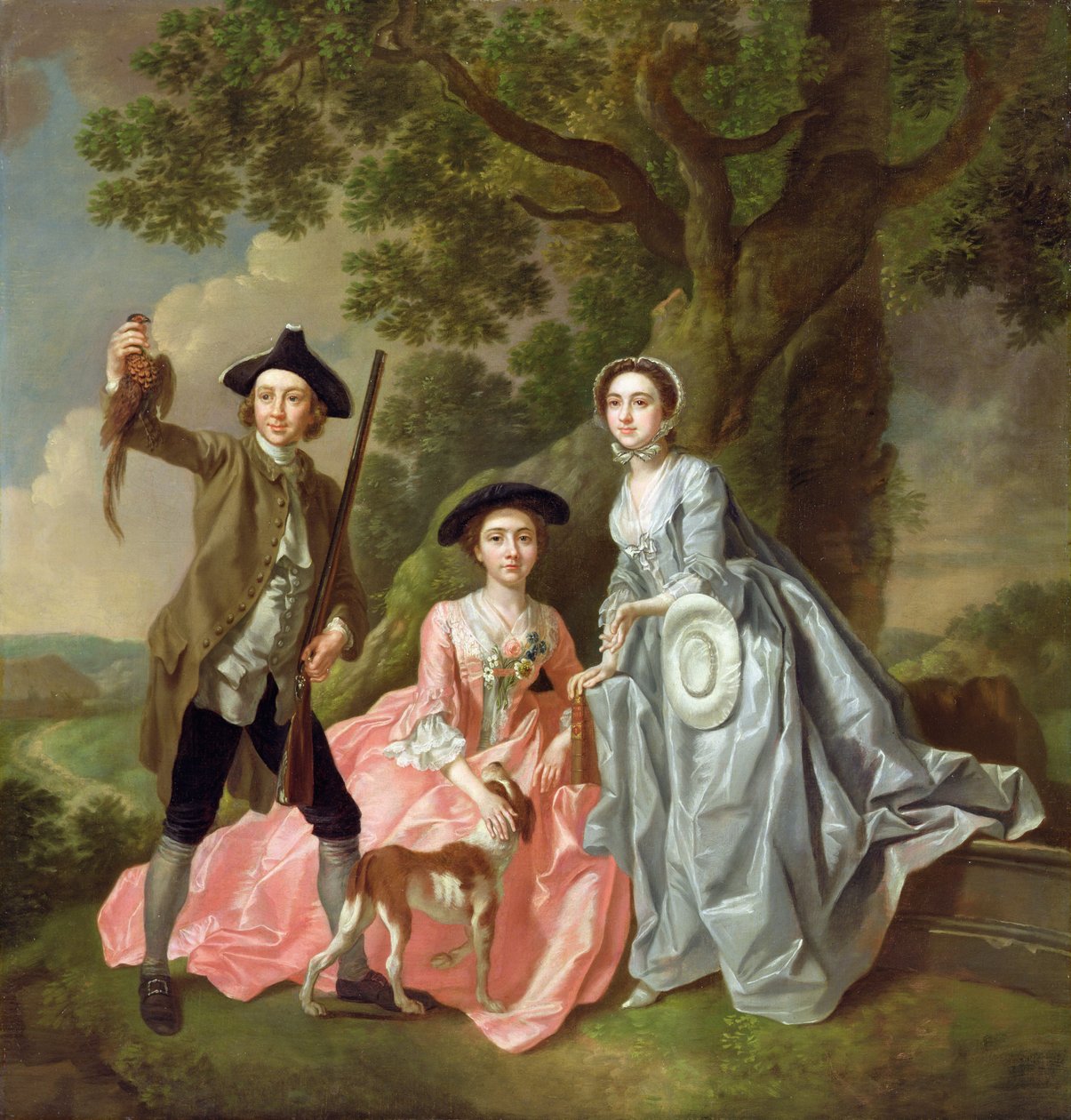 George Rogers se svou manželkou Margaret a sestrou Margaret Rogersovou, kolem 1748-50 od Francis Hayman