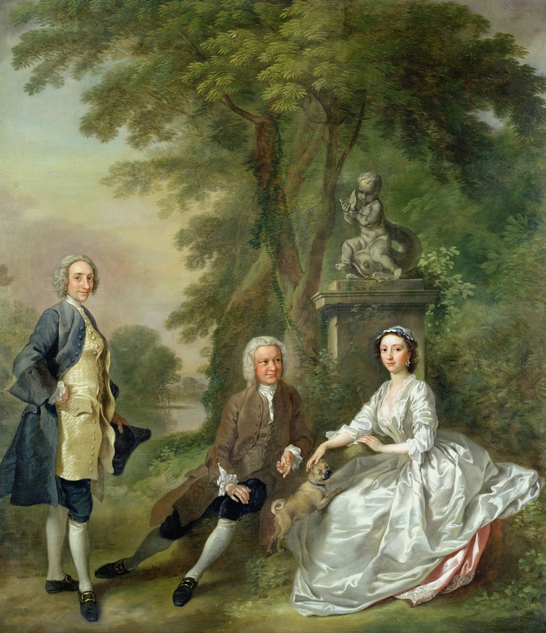 Jonathan Tyers († 1767) a jeho dcera Elizabeth a její manžel John Wood, kolem 1750-52 od Francis Hayman