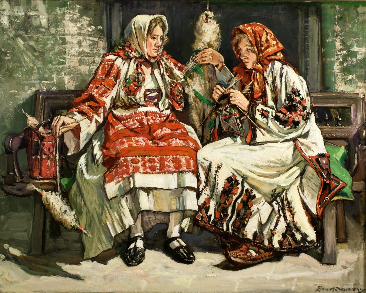 Srbské ženy, kolem roku 1930 (olej na plátně) od Francis Henry Newbery