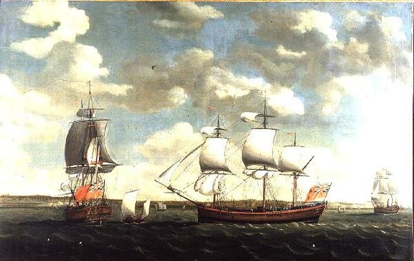Portrét východního Indiána ve třech pozicích u Portsmouthu od Francis Holman