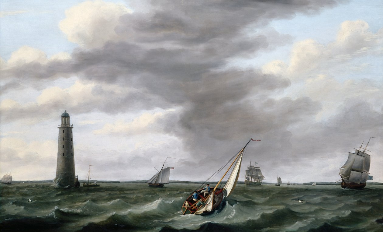 Odeslání Eddystone Lighthouse (olej na plátně) od Francis Holman