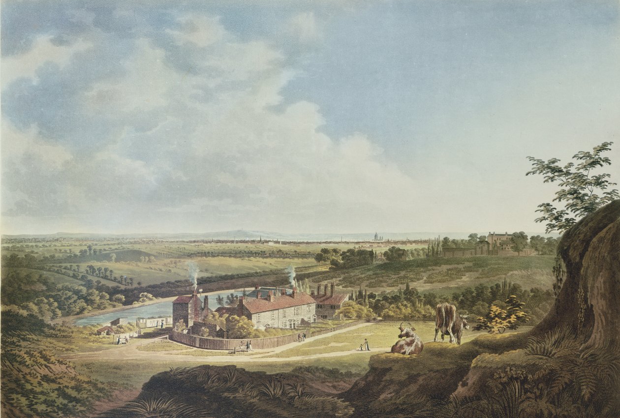 Pohled na Hampstead Heath při pohledu na Londýn, 1804 od Francis James Sarjent