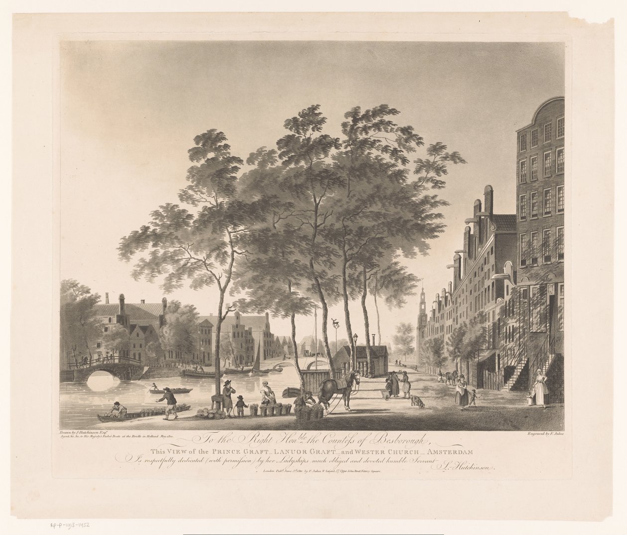 Pohled na Prinsengracht a Westerkerk v Amsterdamu Pohled na Prince graft-Lanuor Graft-and Wester Church-Amsterdam (název na objektu) od Francis Jukes