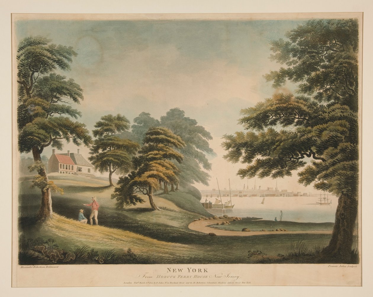New York (z Hobuck Ferry House, New Jersey) od Francis Jukes