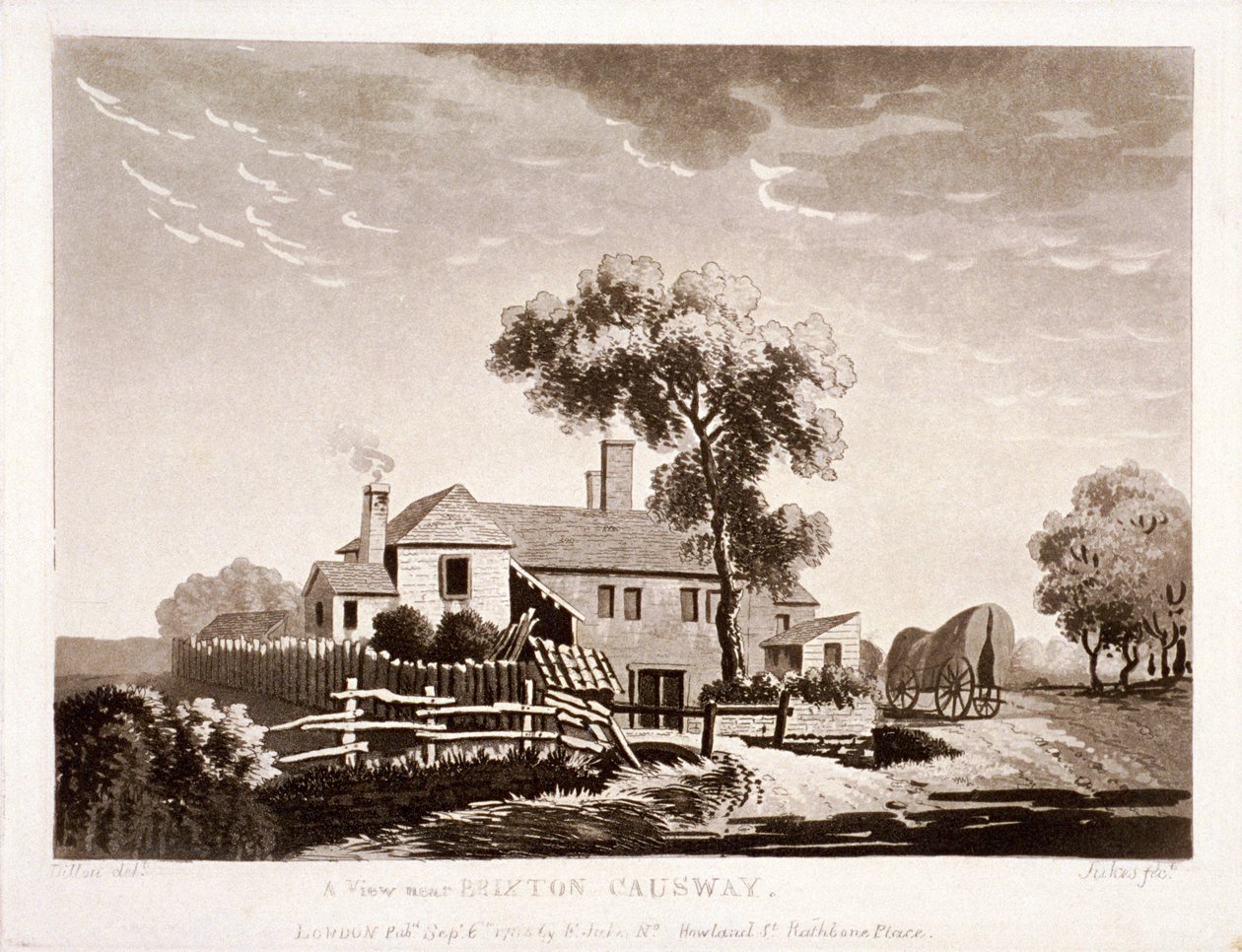 Pohled poblíž Brixton Causeway, Lambeth, Londýn, 1785 od Francis Jukes