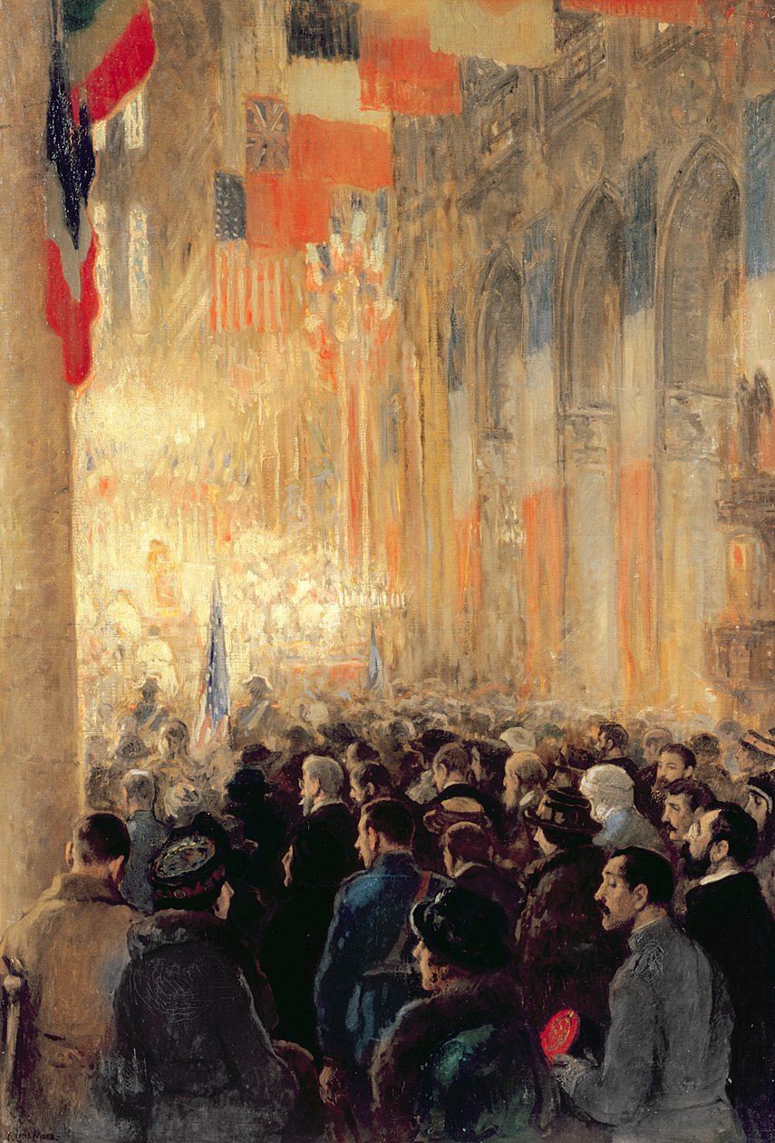 Služba v Notre Dame, děkování za vítězství po Velké mezinárodní válce od Francis Luis Mora