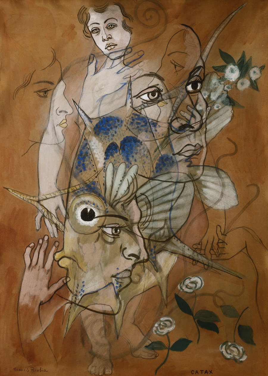 Catax, asi 1929 (olej, kvaš, akvarel a tužka na kartonu) od Francis Picabia
