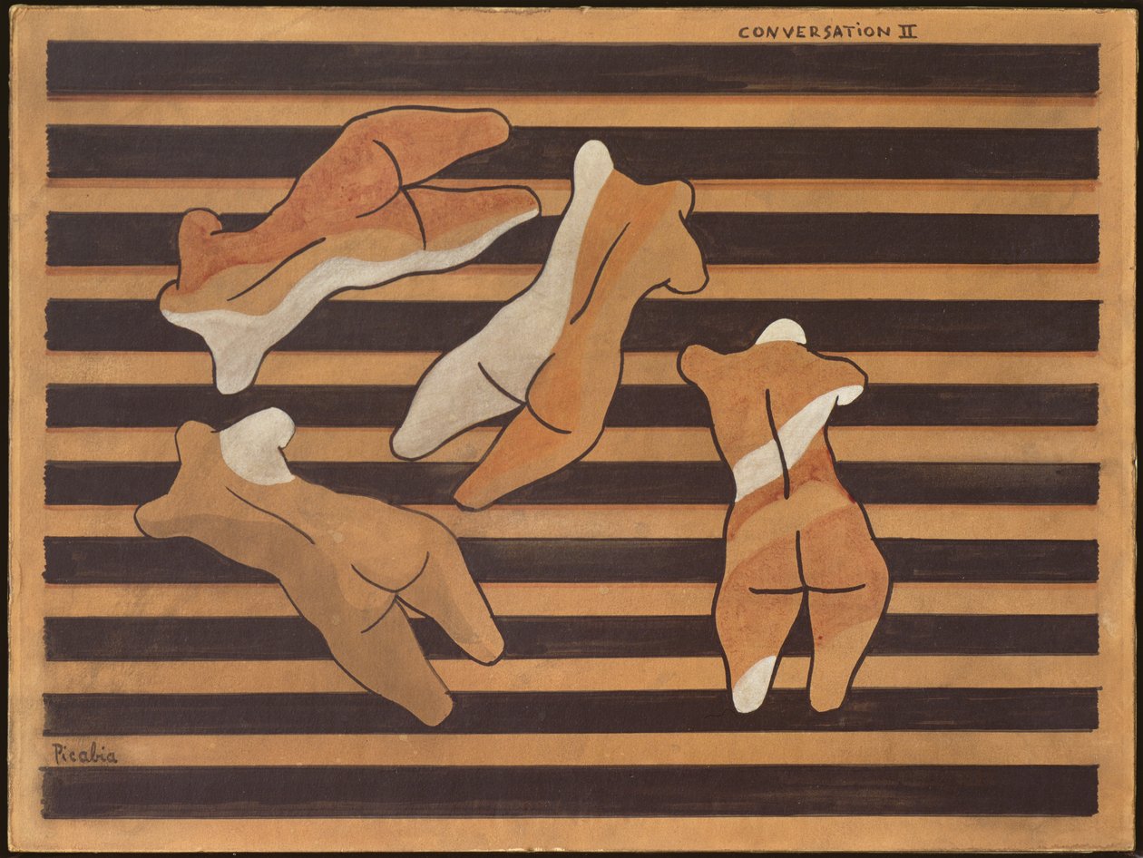 Rozhovor II, asi 1922 (akvarel na kompozitní desce) od Francis Picabia