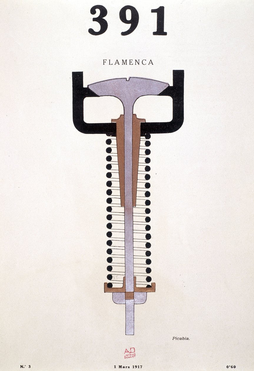 Obálka časopisu "391", Picabia (1879-1953), č. 3 z 1. 3. 1917 (litografie) od Francis Picabia