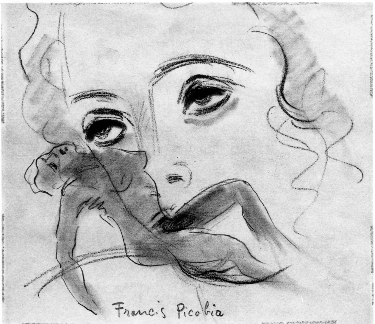 Nu et Visage, Francis Picabia (1879-1953); grafitová tužka a uhel na papíře. od Francis Picabia