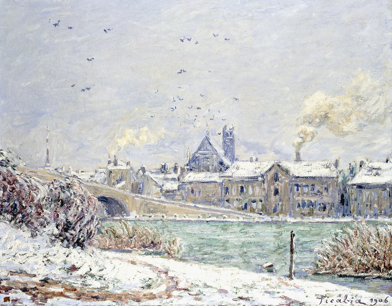 Villeneuve-sur-Yonne na sněhu od Francis Picabia