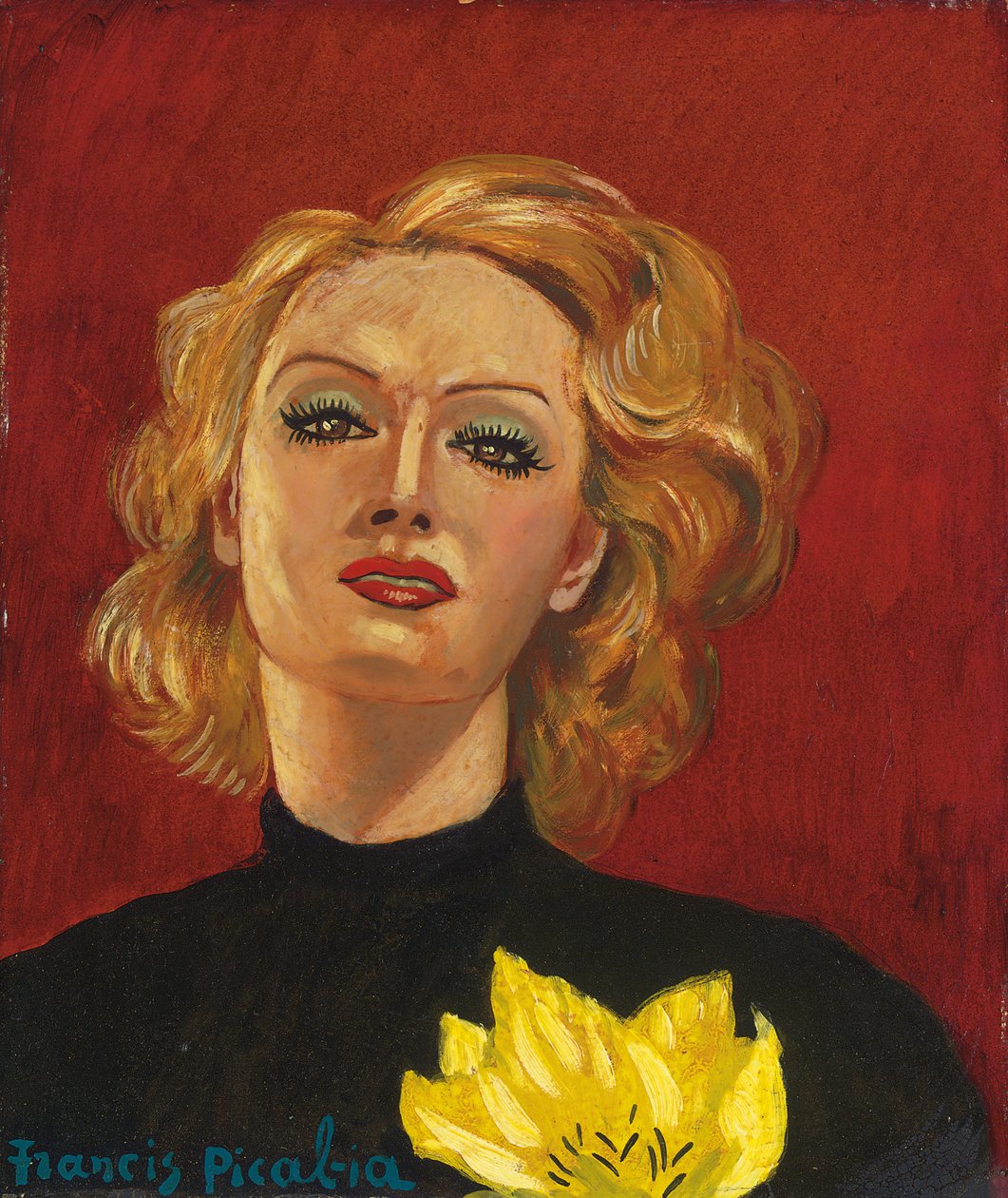 Žena se žlutým květem, asi 1941-2 (olej na desce) od Francis Picabia