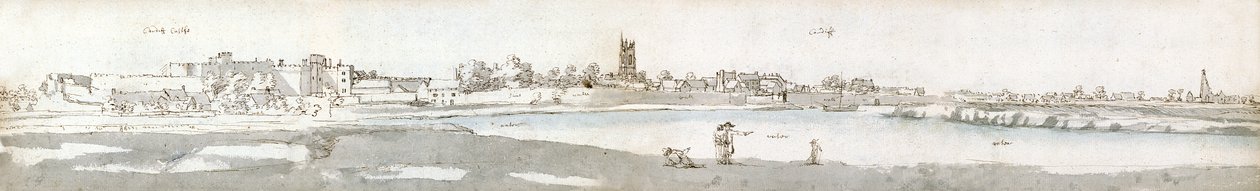 Cardiff v roce 1678 (akvarel a hnědá tuš na papíře) od Francis Place