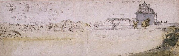 Peterborough House a Westminster Abbey (akvarel) od Francis Place